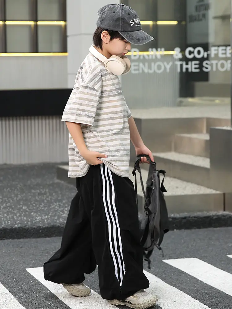 Summer Boys Striped T-Shirt & Trouser Set - Image 4