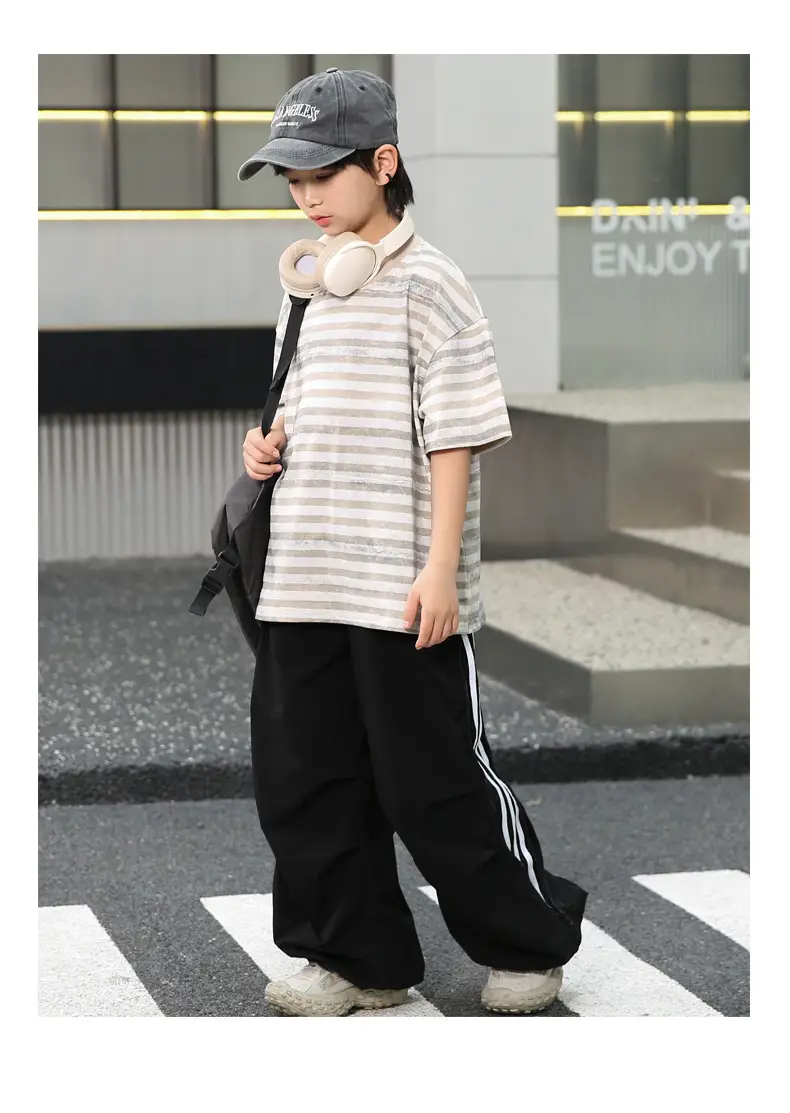 Summer Boys Striped T-Shirt & Trouser Set — feature 21