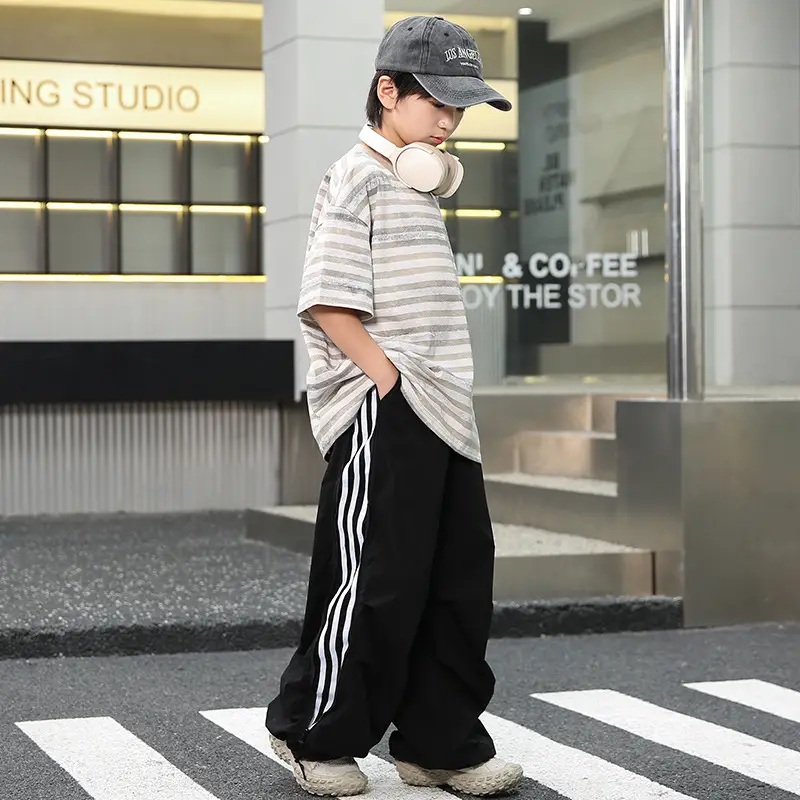 Summer Boys Striped T-Shirt & Trouser Set - Image 2