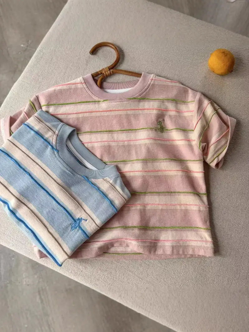 Children's Striped T-Shirt Yellow Pink Striped 2025 - Image 5