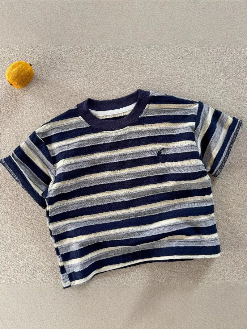 Children's Striped T-Shirt Yellow Pink Striped 2025 - Image 7