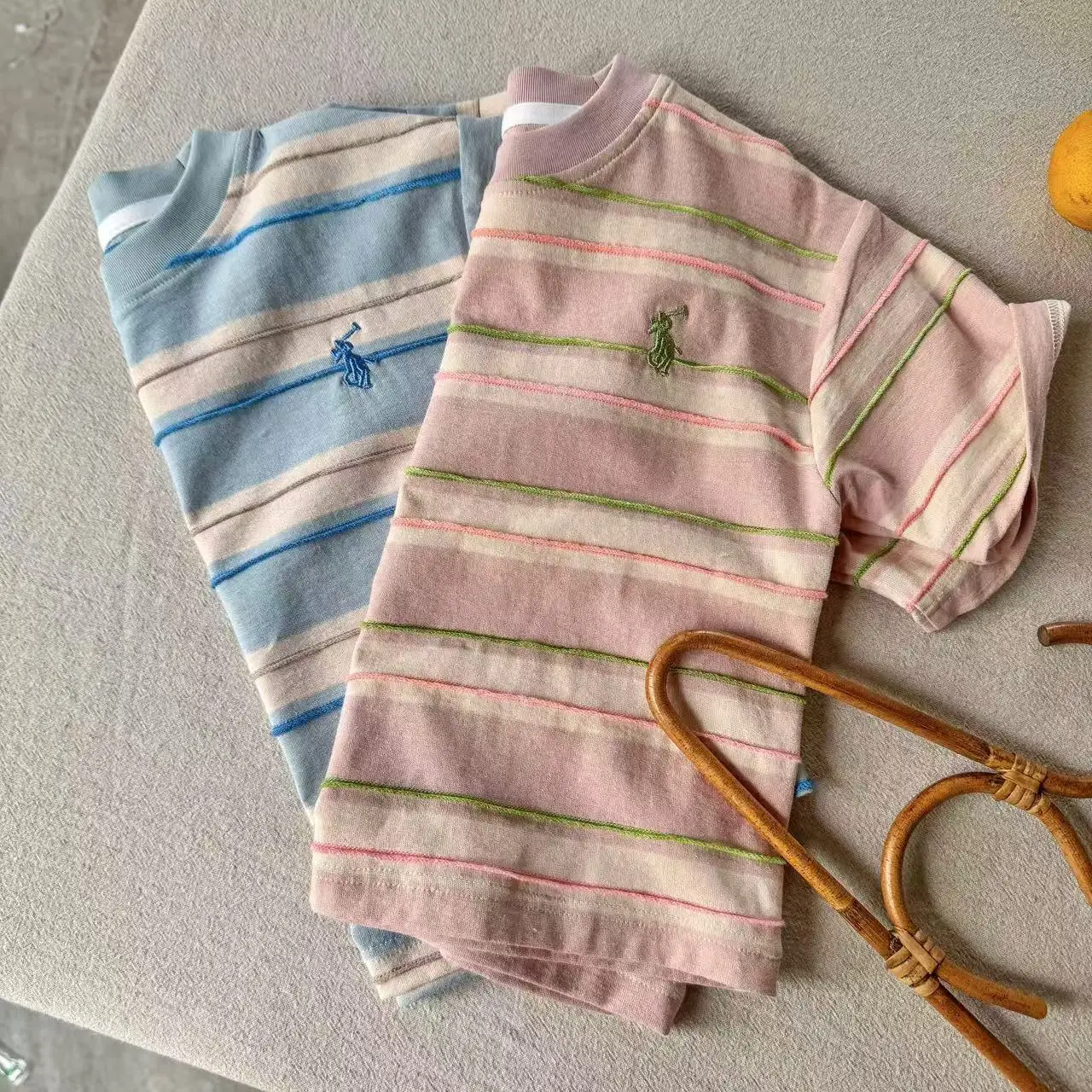 Children's Striped T-Shirt Yellow Pink Striped 2025 — feature 12