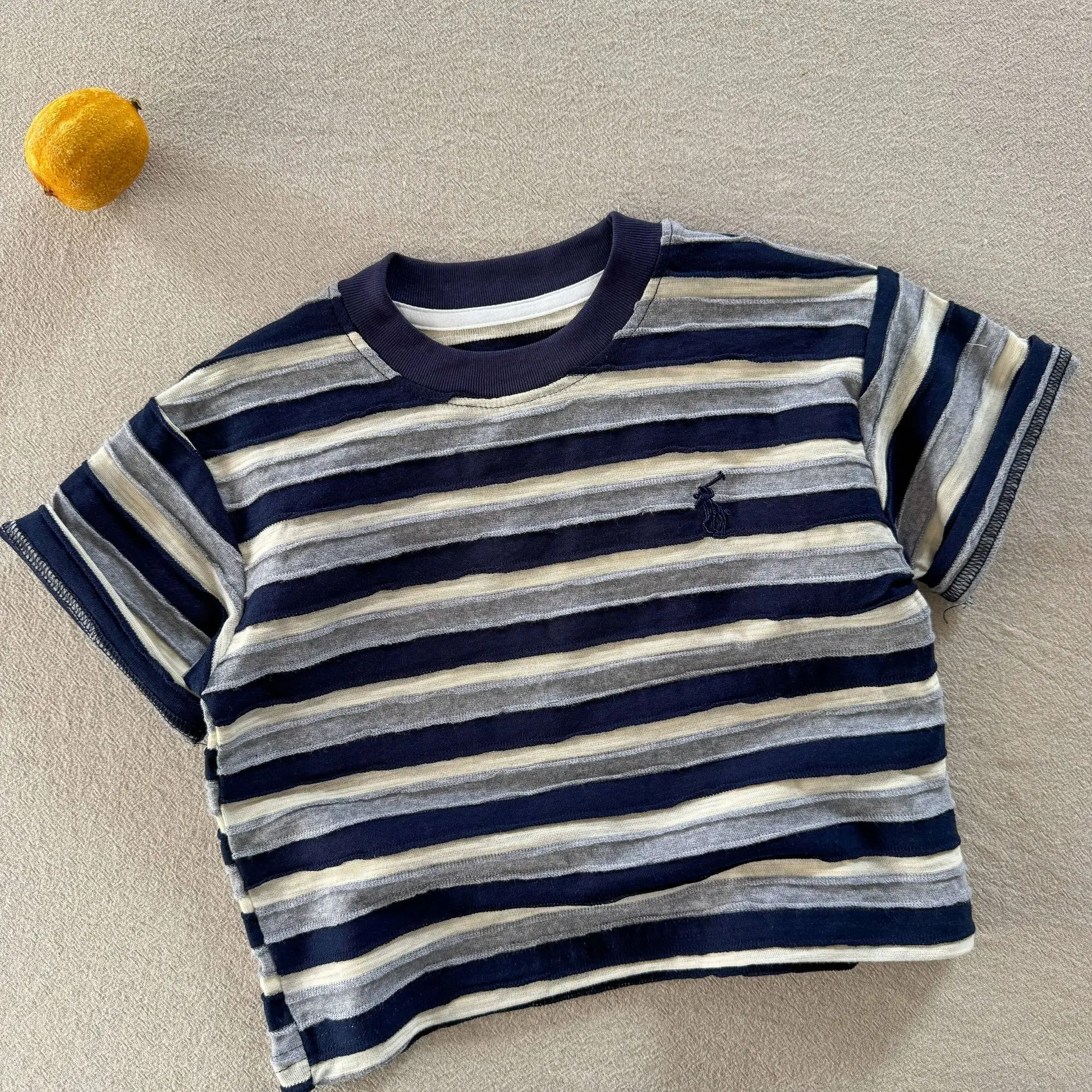 Children's Striped T-Shirt Yellow Pink Striped 2025 — feature 3