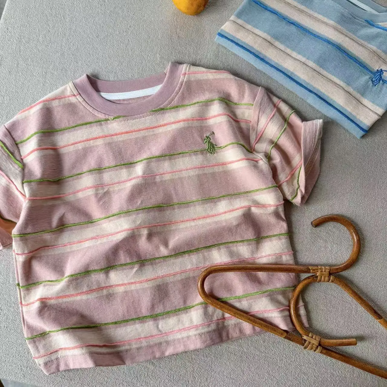 Children's Striped T-Shirt Yellow Pink Striped 2025 — feature 7