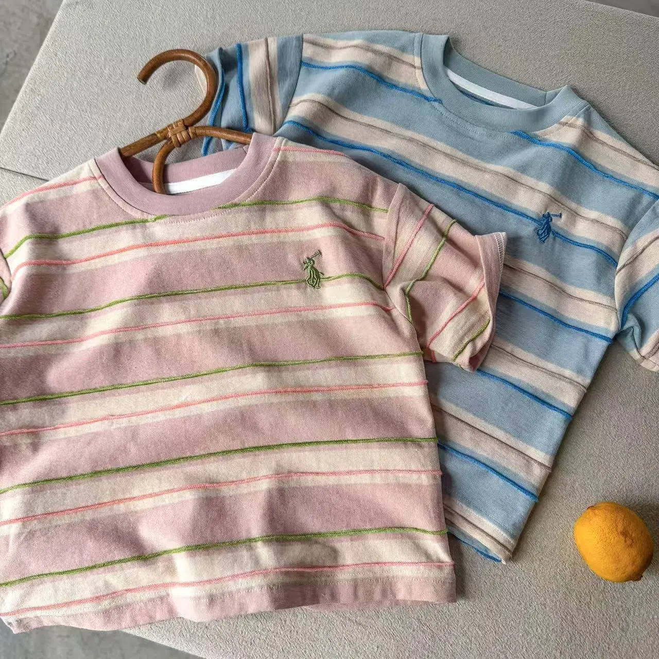 Children's Striped T-Shirt Yellow Pink Striped 2025 — feature 8