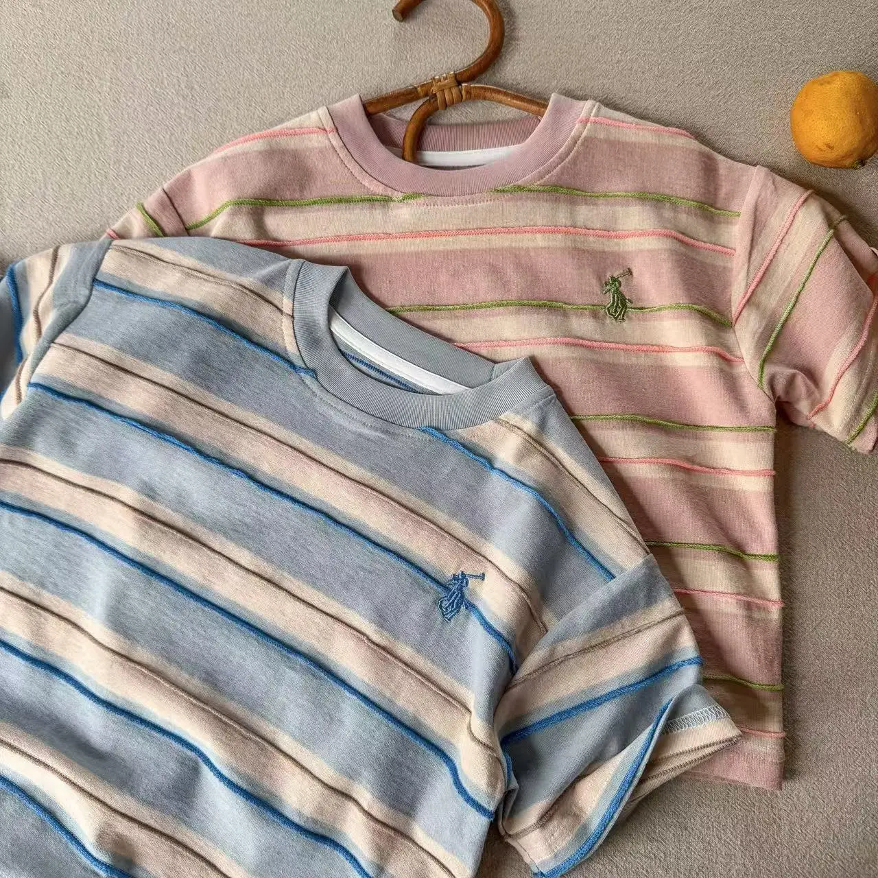 Children's Striped T-Shirt Yellow Pink Striped 2025 — feature 9