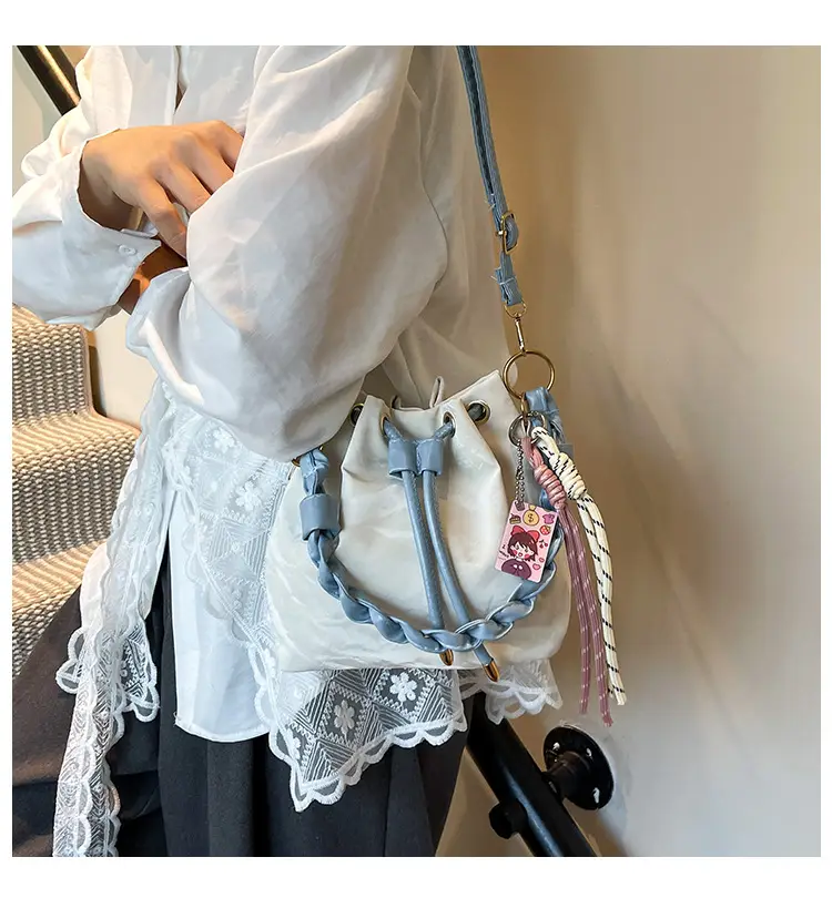 Pink Drawstring Shoulder Bag for Girls Women — feature 1