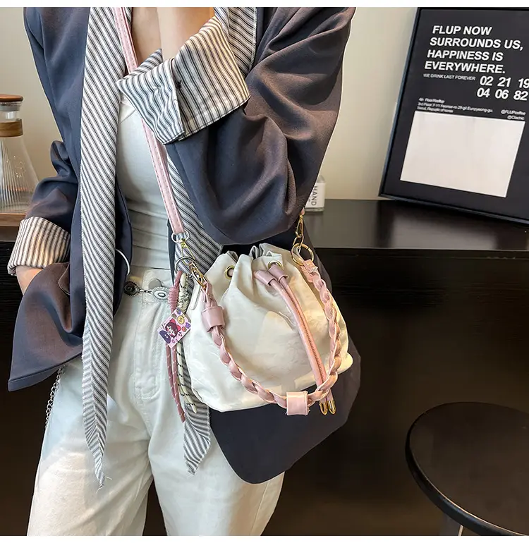 Pink Drawstring Shoulder Bag for Girls Women — feature 10