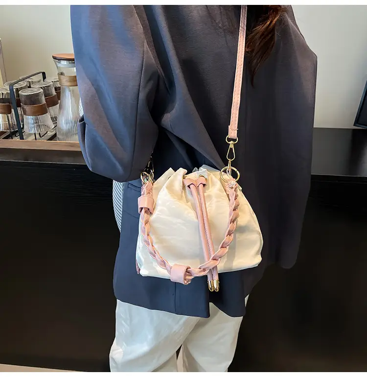Pink Drawstring Shoulder Bag for Girls Women — feature 11