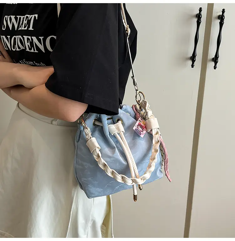 Pink Drawstring Shoulder Bag for Girls Women — feature 13