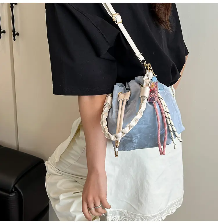 Pink Drawstring Shoulder Bag for Girls Women — feature 14