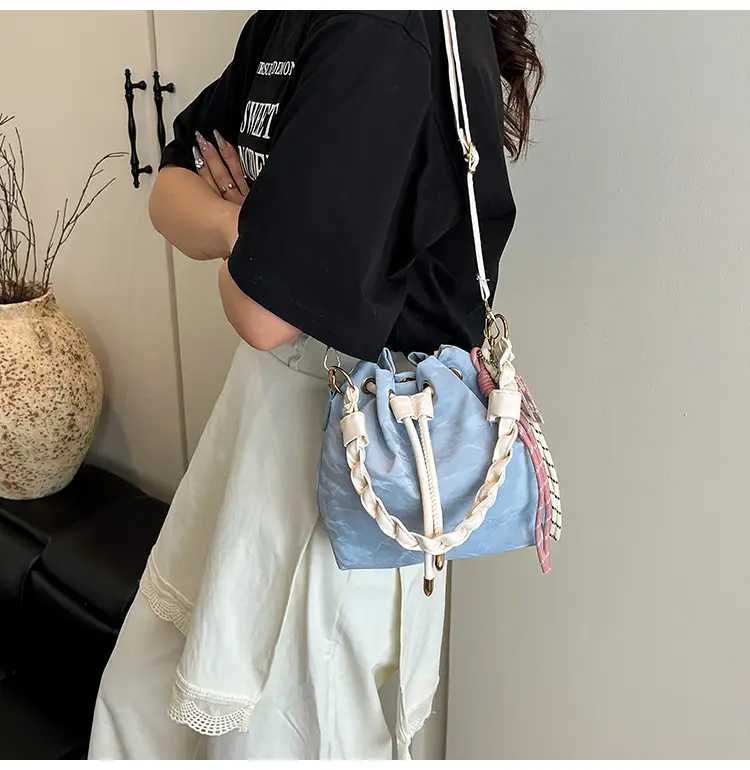 Pink Drawstring Shoulder Bag for Girls Women — feature 15