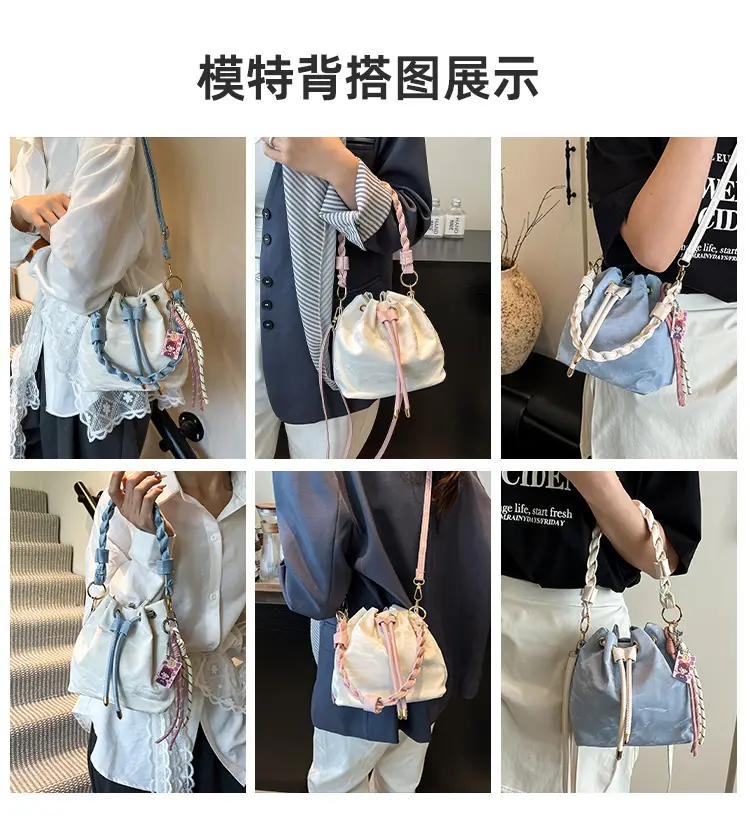 Pink Drawstring Shoulder Bag for Girls Women — feature 6