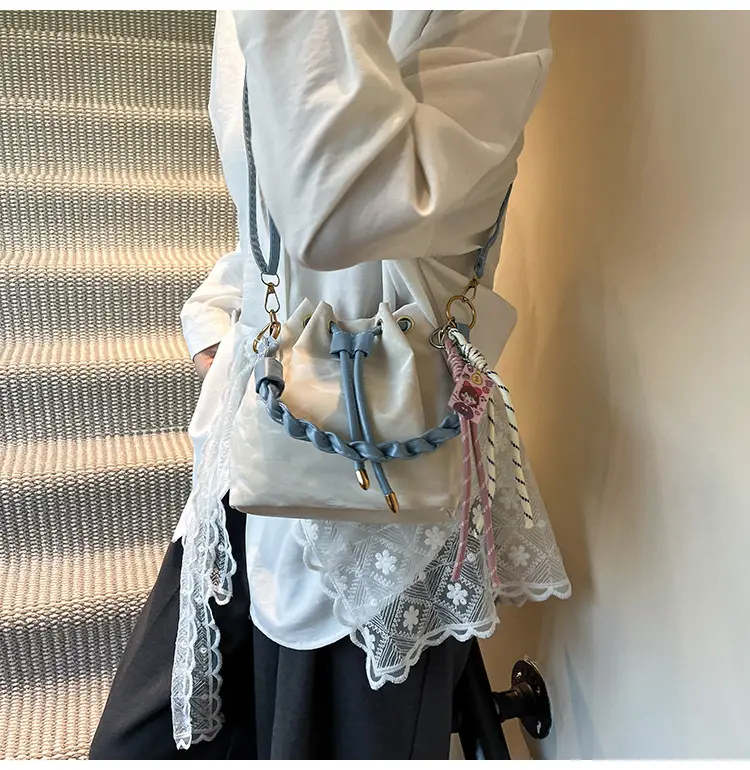 Pink Drawstring Shoulder Bag for Girls Women — feature 8