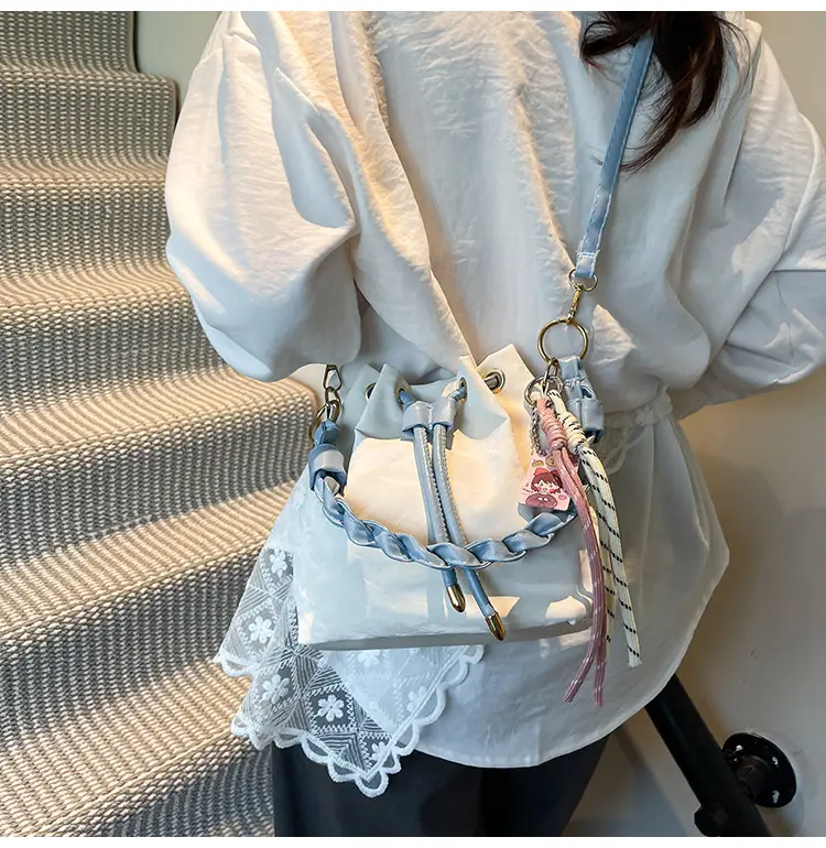Pink Drawstring Shoulder Bag for Girls Women — feature 9