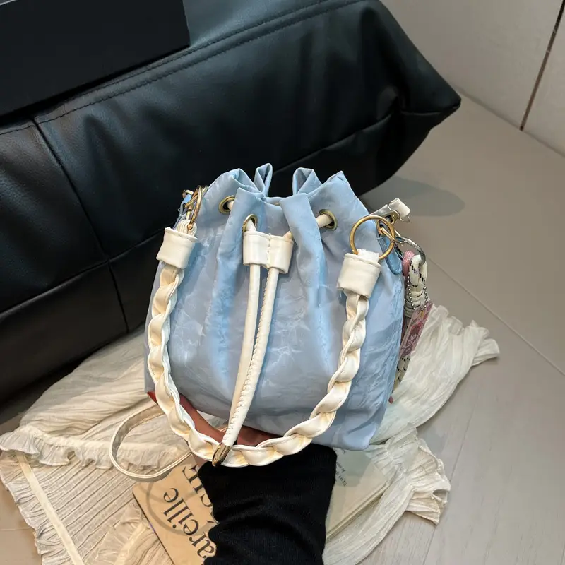 Pink Drawstring Shoulder Bag for Girls Women - Image 3