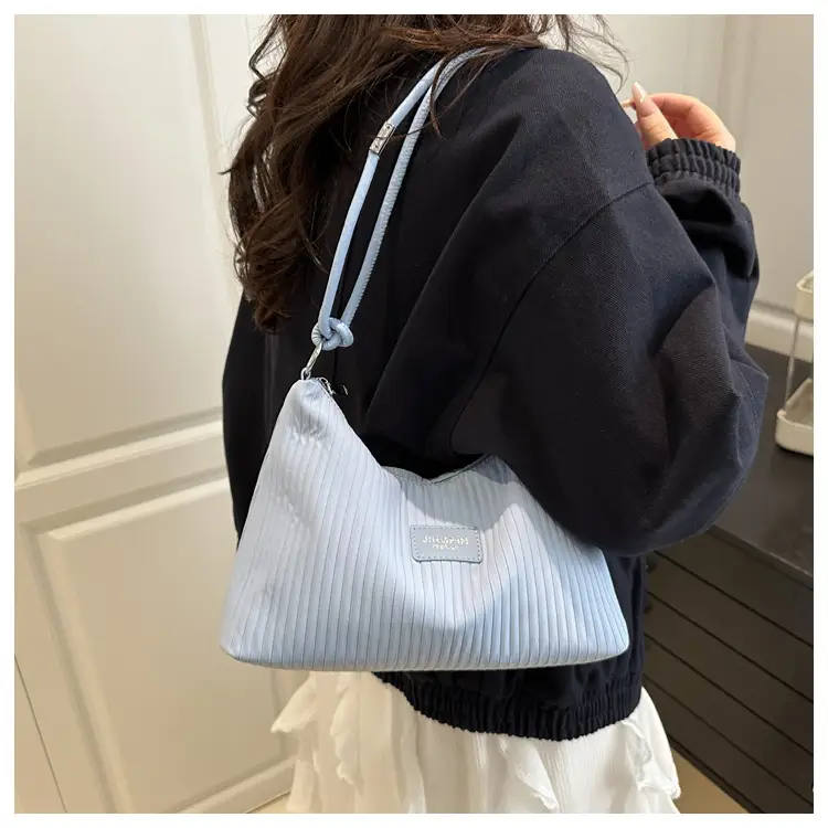 Light Blue Striped Shoulder Bag Women Large Capacity 2025 — feature 17