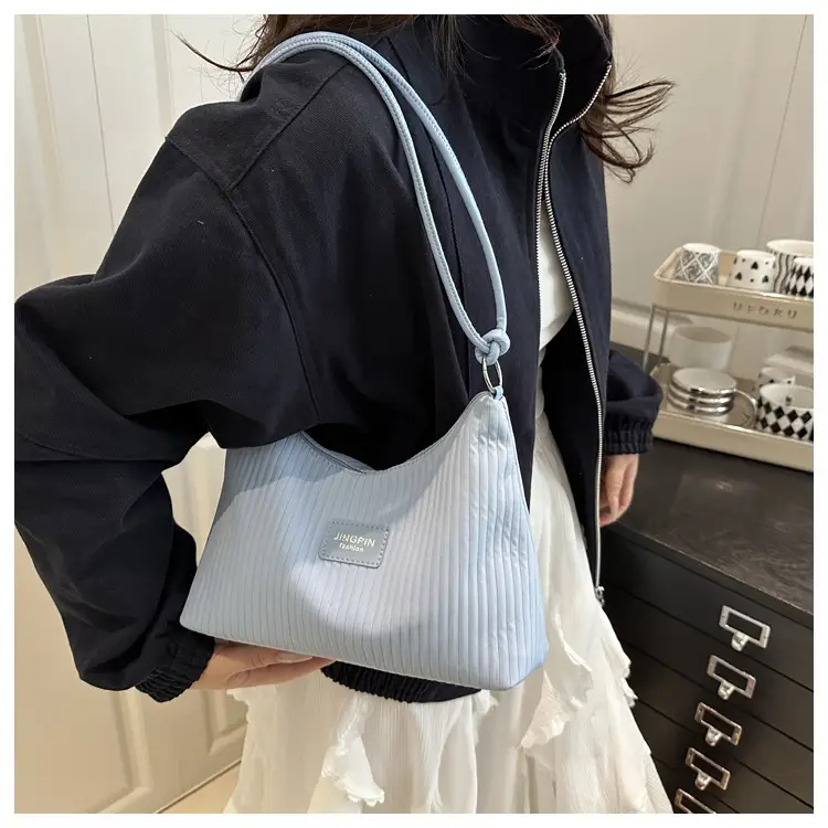 Light Blue Striped Shoulder Bag Women Large Capacity 2025 — feature 18