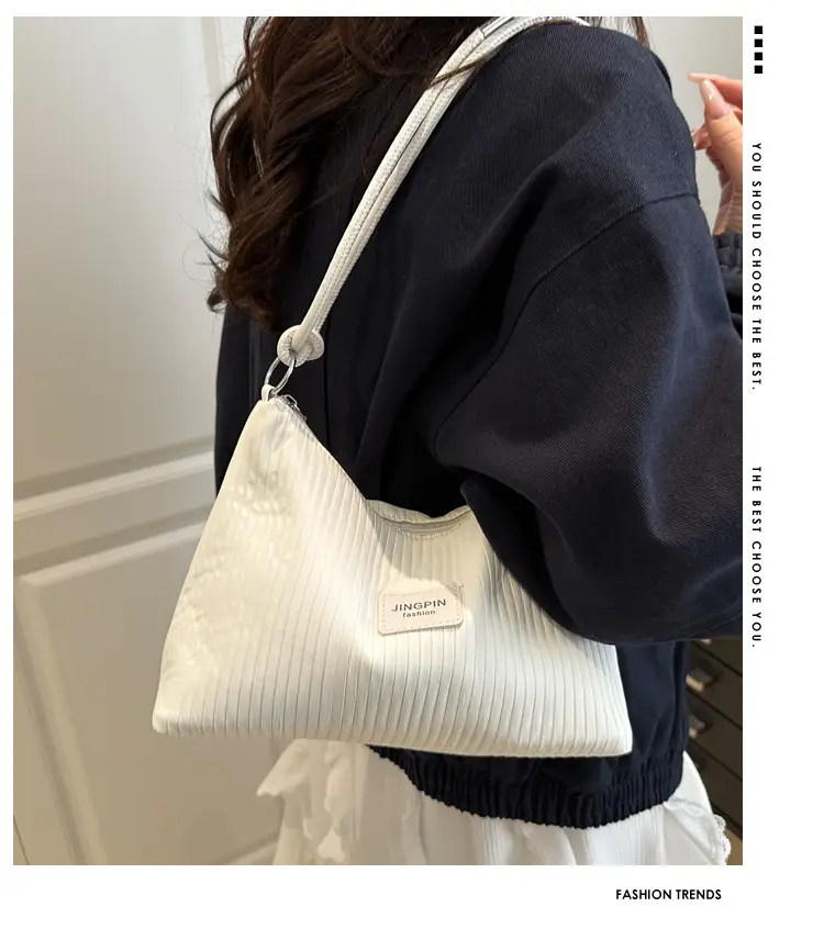 Light Blue Striped Shoulder Bag Women Large Capacity 2025 — feature 2