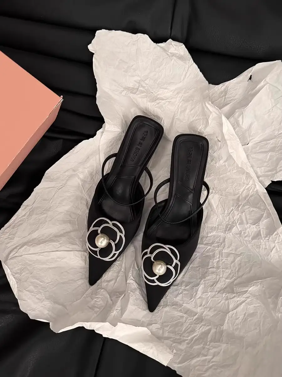 2026 New Summer Style Elegant Pointed-Toe Single Shoes, Chanel-Inspired High-Heeled French Mules with Floral Design for Outdoor Wear — feature 10