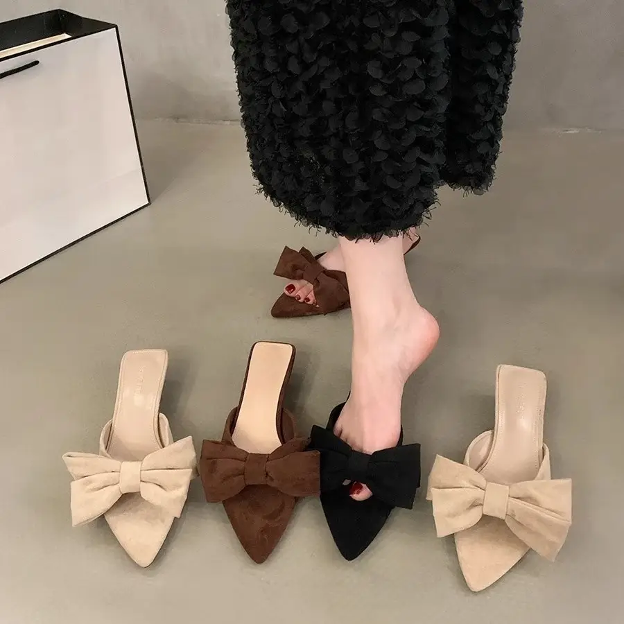 2025 Bow Elegant Sandals High Heels Pointed Toe Women - Image 5