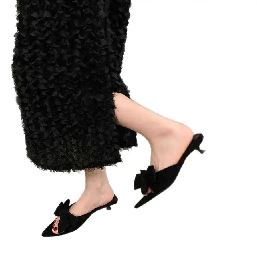 2025 Bow Elegant Sandals High Heels Pointed Toe Women - Image 6