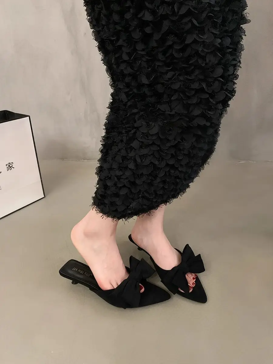 2025 Bow Elegant Sandals High Heels Pointed Toe Women — feature 14