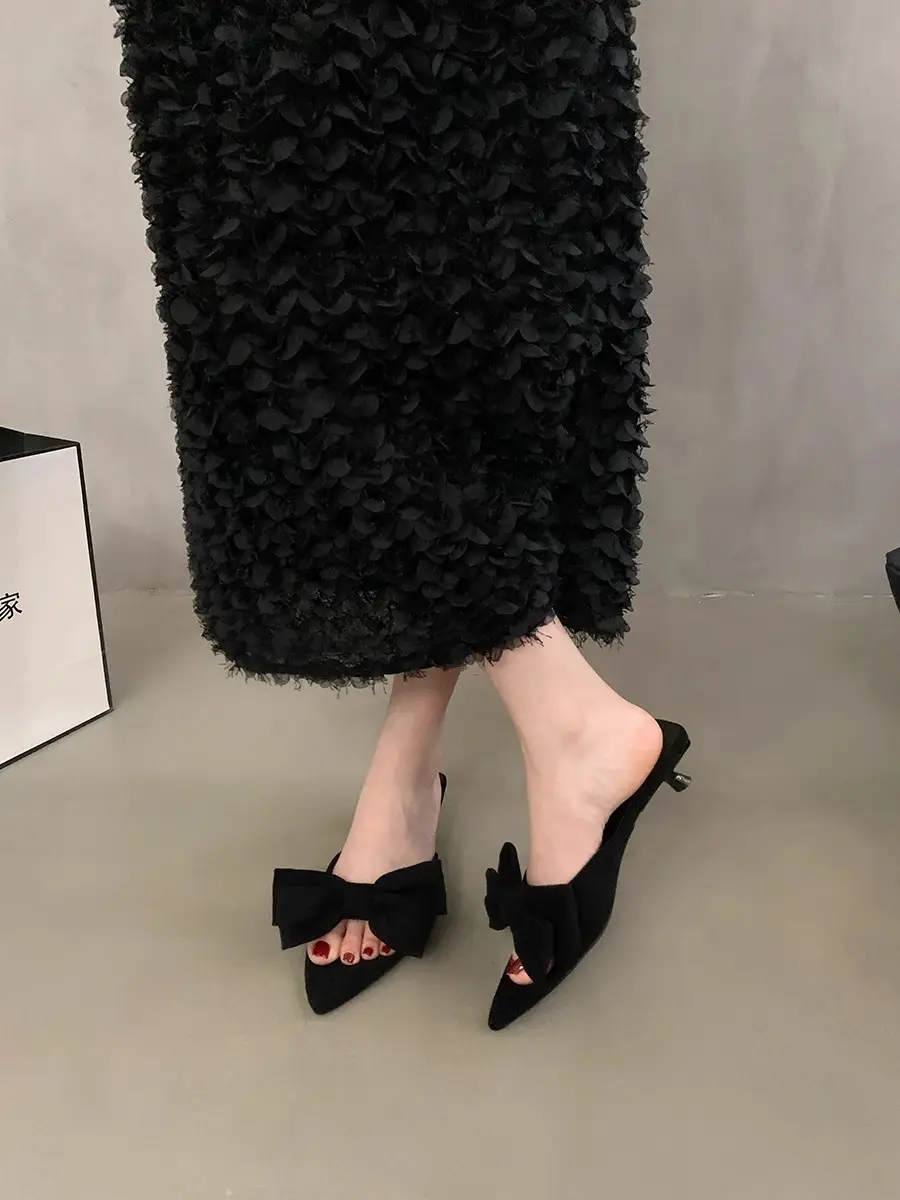 2025 Bow Elegant Sandals High Heels Pointed Toe Women — feature 15