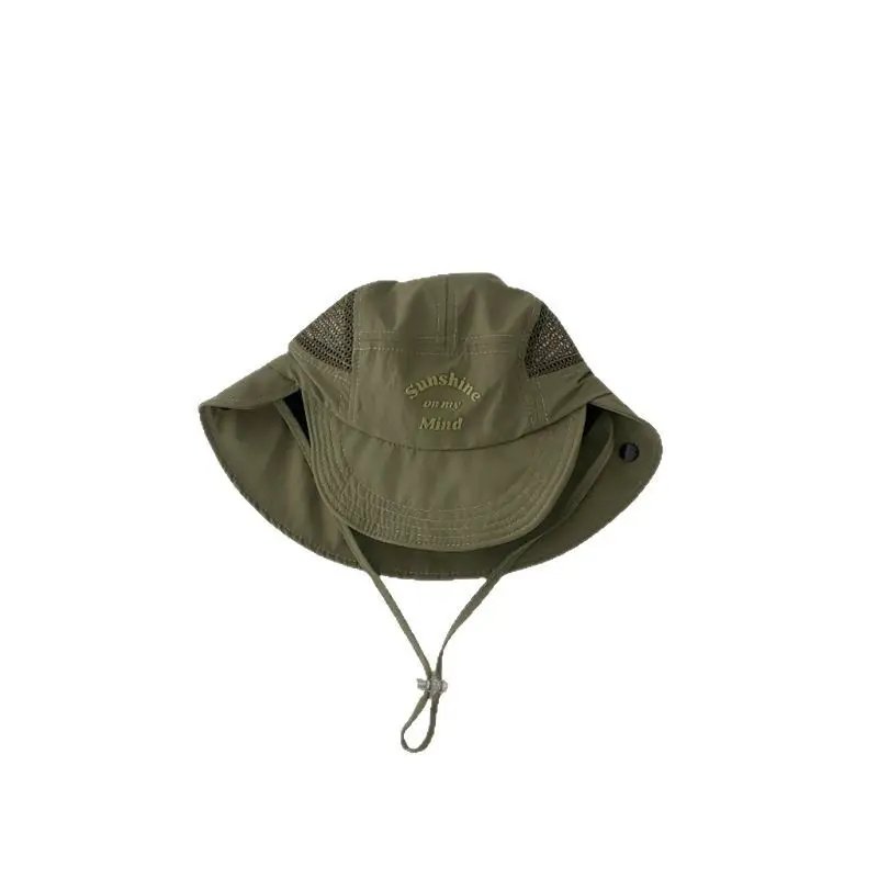 Beige Cotton Sunscreen Hat for Kids Large Bristle - Image 10