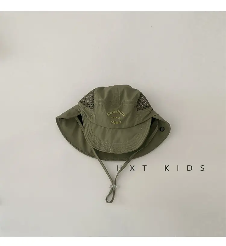 Beige Cotton Sunscreen Hat for Kids Large Bristle — feature 10