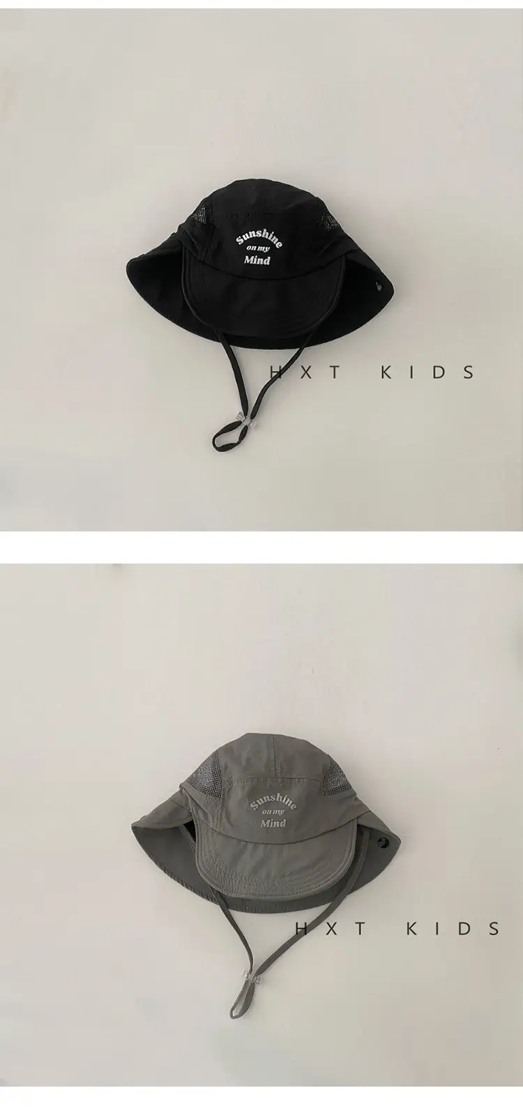 Beige Cotton Sunscreen Hat for Kids Large Bristle — feature 11