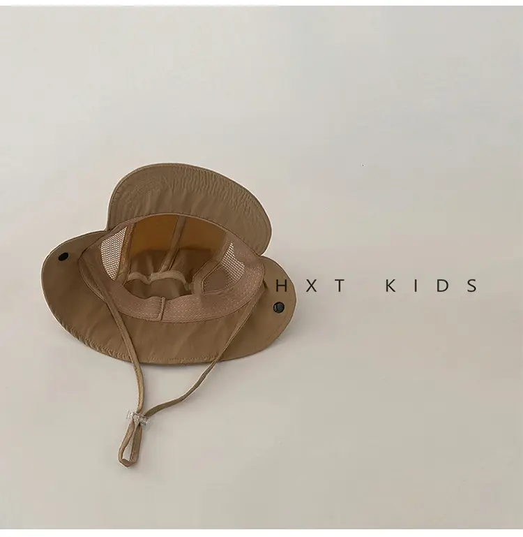 Beige Cotton Sunscreen Hat for Kids Large Bristle — feature 12