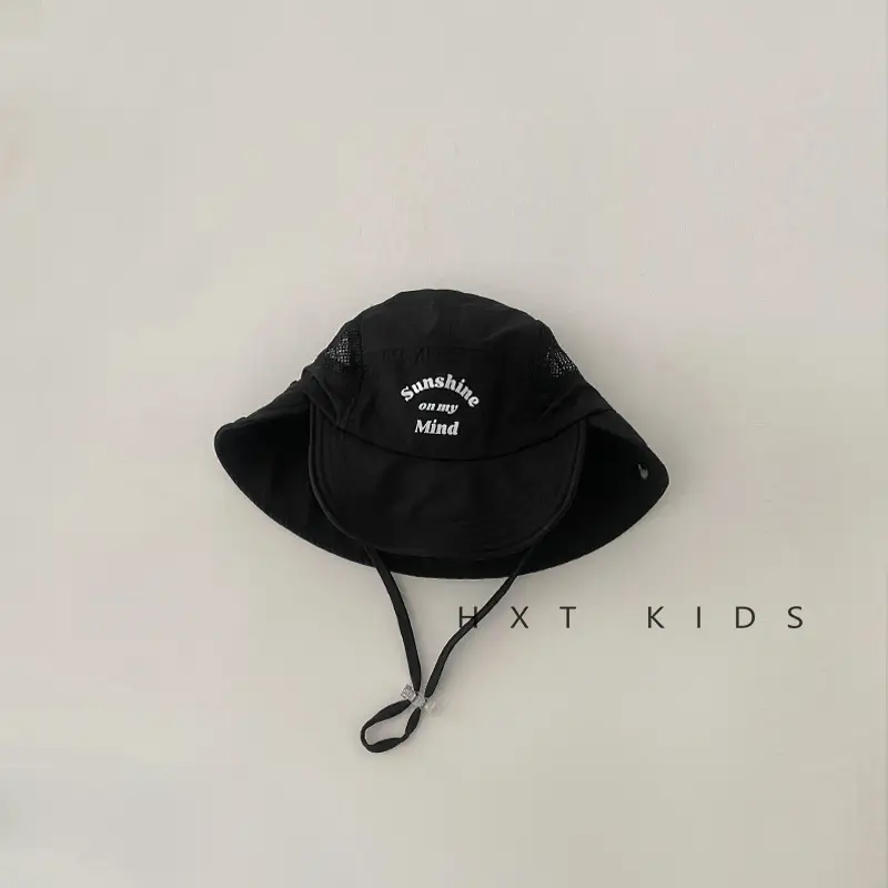 Beige Cotton Sunscreen Hat for Kids Large Bristle - Image 4