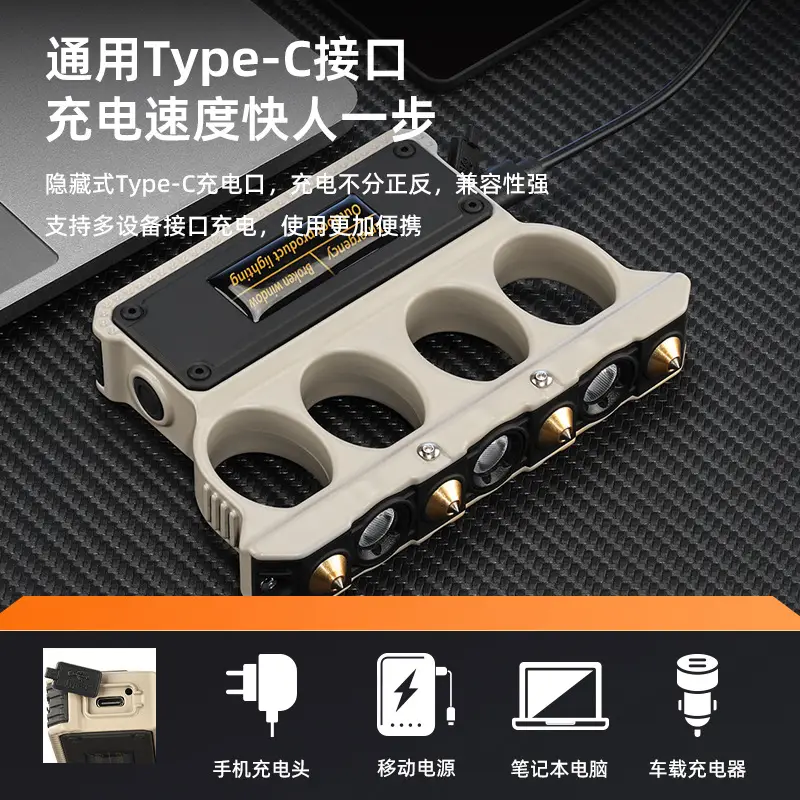 Tactical Car Self-Defense Flashlight with Broken Window Hammer - Image 6