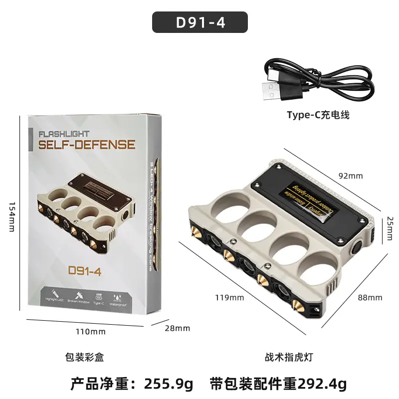 Tactical Car Self-Defense Flashlight with Broken Window Hammer - Image 4