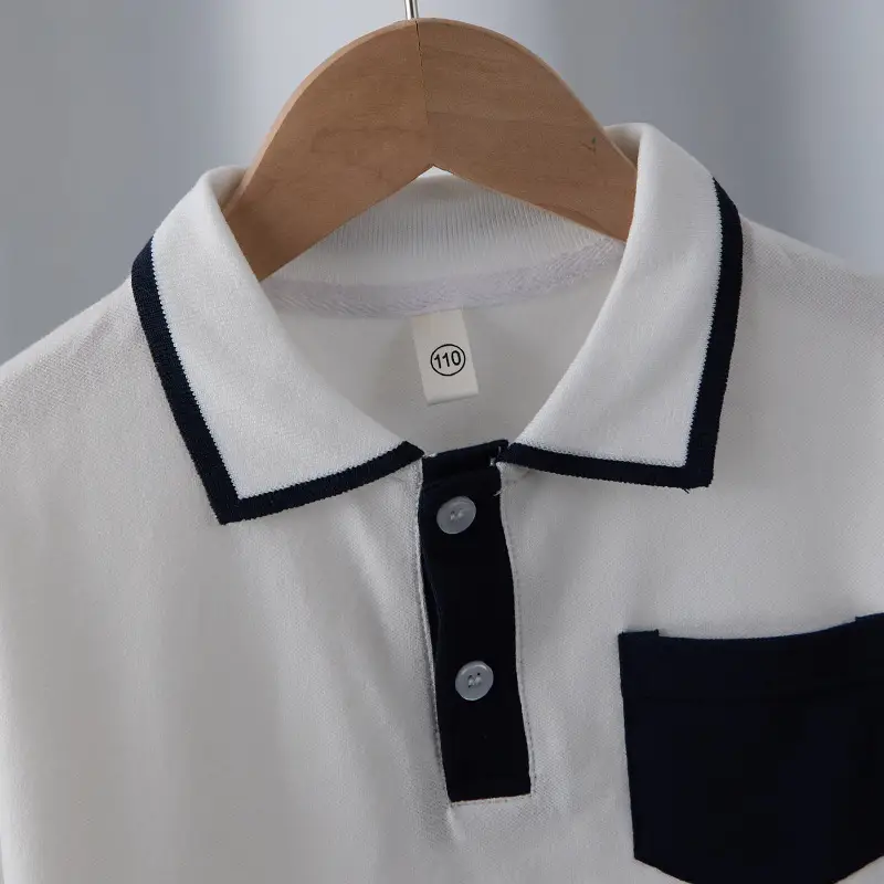 Boys White Polo Shirt with Yellow Trim 2025 - Image 5