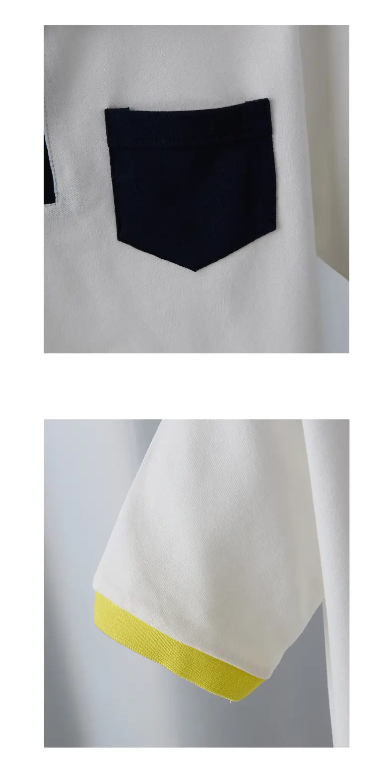 Boys White Polo Shirt with Yellow Trim 2025 — feature 6