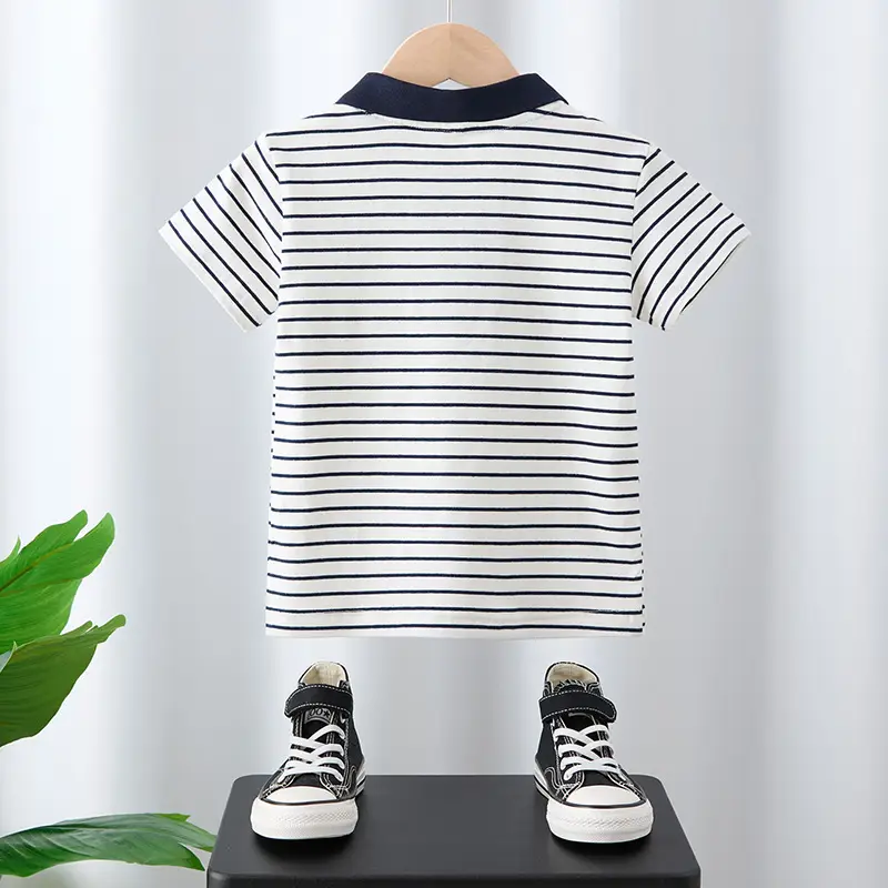 Boys Striped Polo Shirt 2025 Summer Wear - Image 3