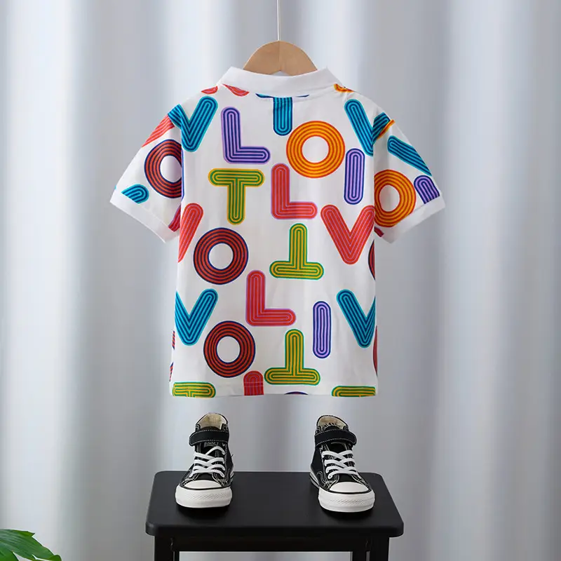Boys Short Sleeve Colorful Letter Polo Shirt 2025 - Image 3