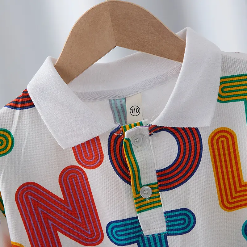Boys Short Sleeve Colorful Letter Polo Shirt 2025 - Image 4