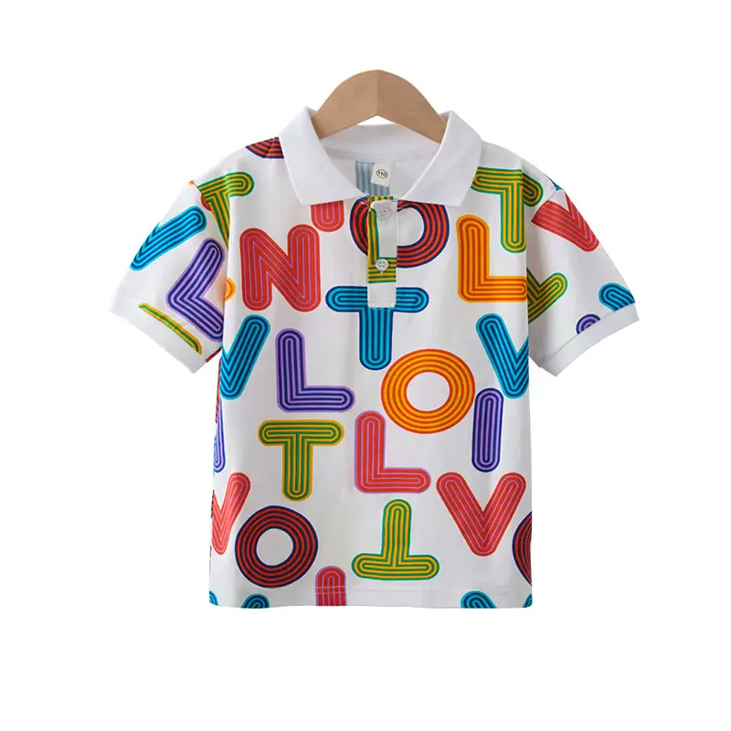 Boys Short Sleeve Colorful Letter Polo Shirt 2025 - Image 6