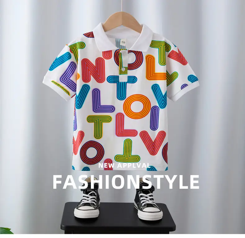 Boys Short Sleeve Colorful Letter Polo Shirt 2025 — feature 1