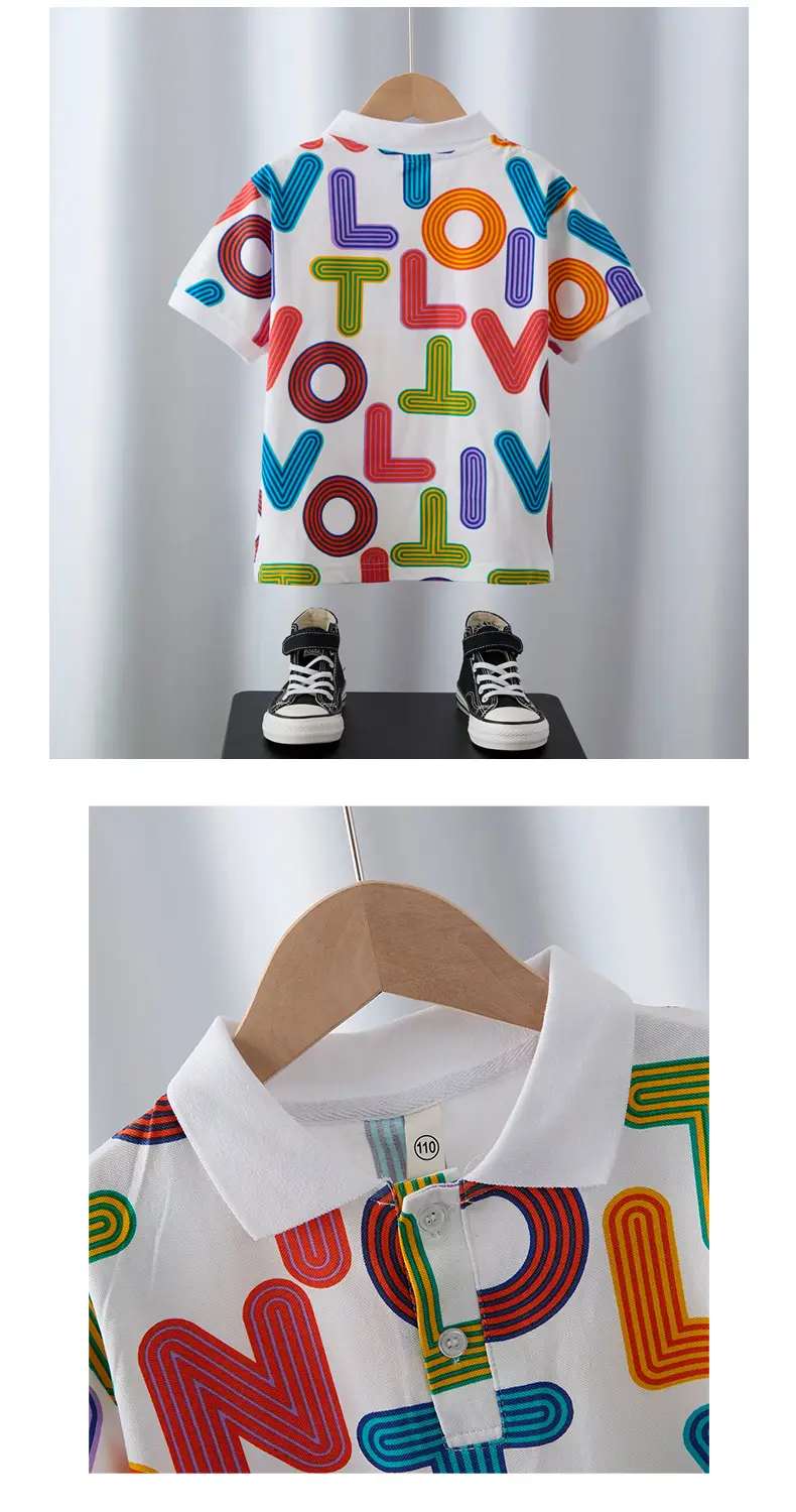 Boys Short Sleeve Colorful Letter Polo Shirt 2025 — feature 5