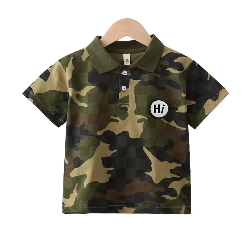 Boys Camo Polo Shirt Shorts Set Summer Wear 2Pc