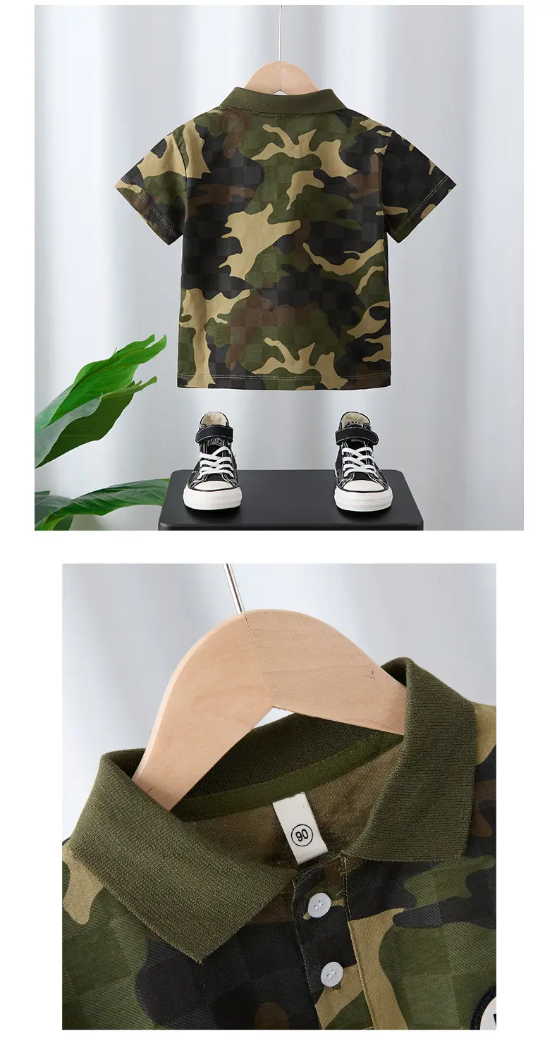 Boys Camo Polo Shirt Shorts Set Summer Wear 2Pc — feature 5
