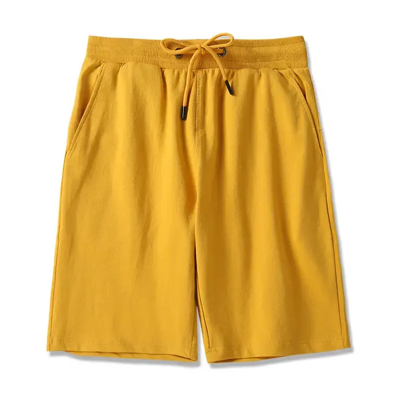 Men Terry Drawstring Shorts Yellow 260g - Image 4