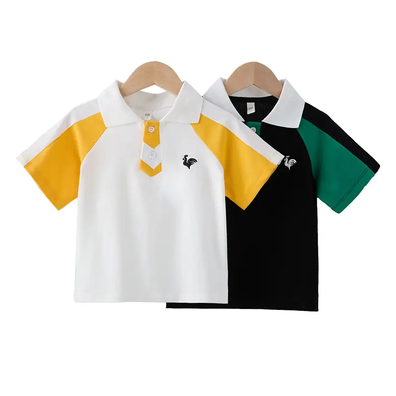 Boys Polo T-Shirt White Yellow Medium - Image 6