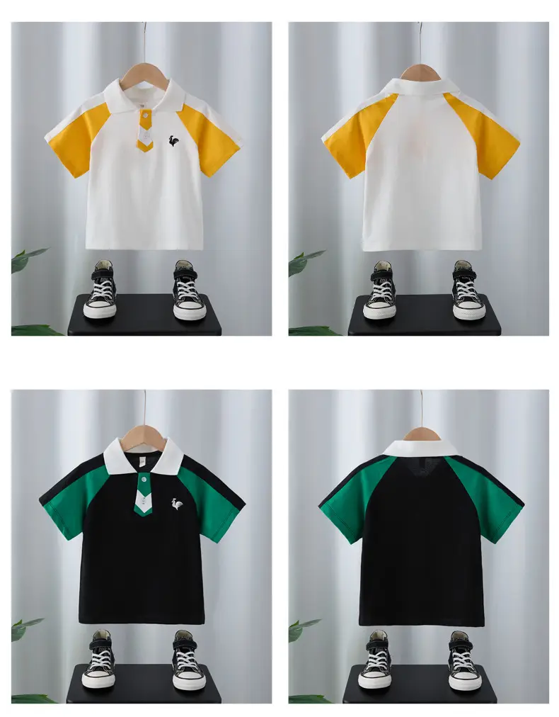 Boys Polo T-Shirt White Yellow Medium — feature 2