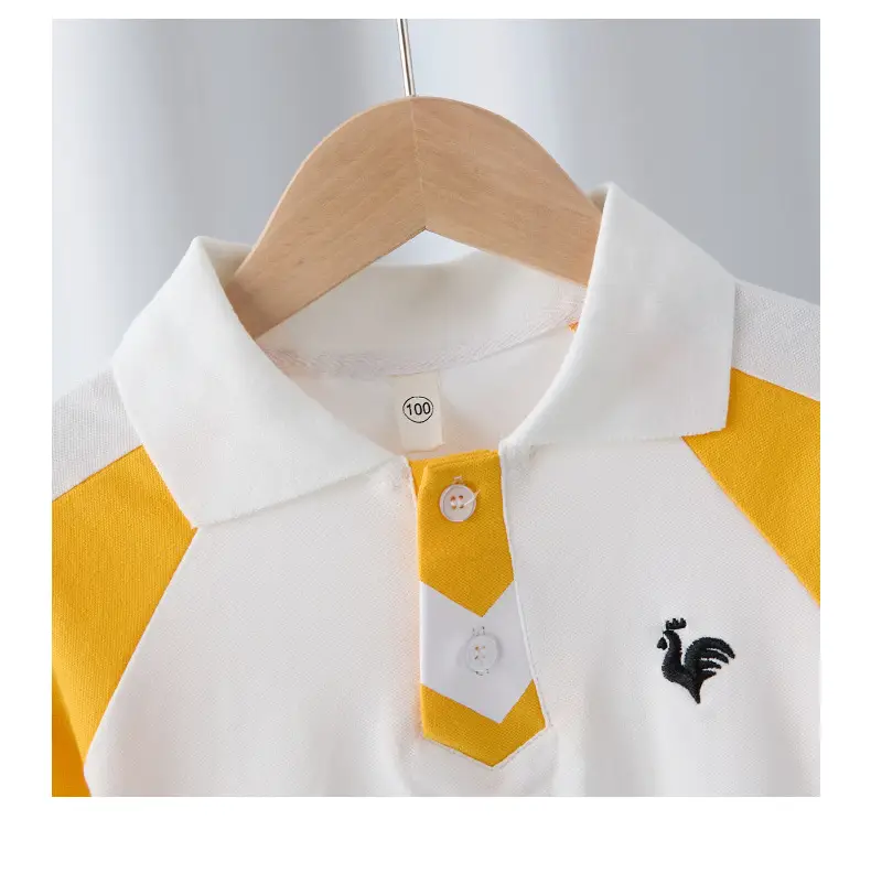 Boys Polo T-Shirt White Yellow Medium — feature 5