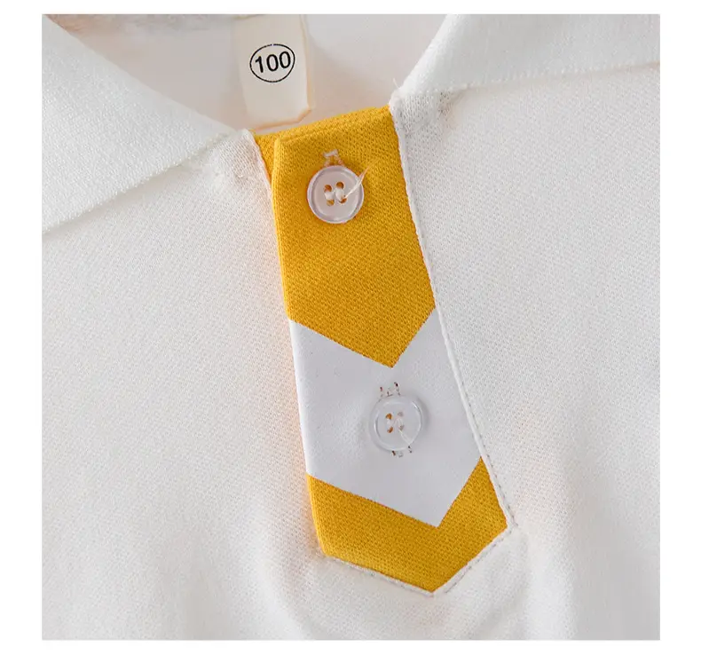 Boys Polo T-Shirt White Yellow Medium — feature 6